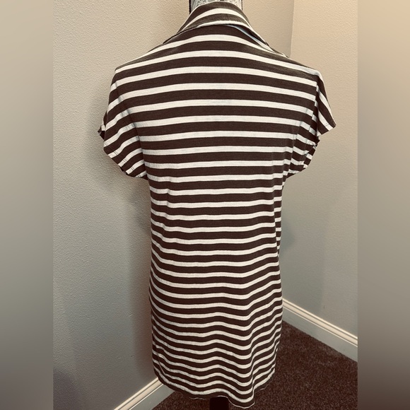 Sanctuary Olive Army Green and Cream Striped V-Neck T-shirt Dress - Picture 3 of 9
